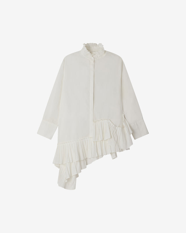Chemise Cora - Blanc : Chemise déstructurée en popeline de coton blanche Mes Demoiselles - Dernière image