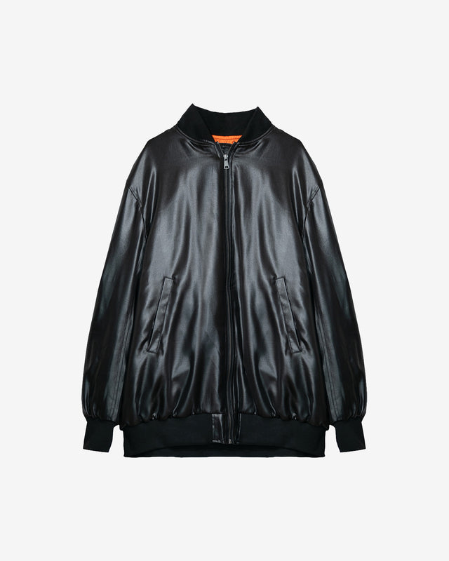 Veste Della - Noir : Bomber en satin noir shiny Mes Demoiselles - Dernière image