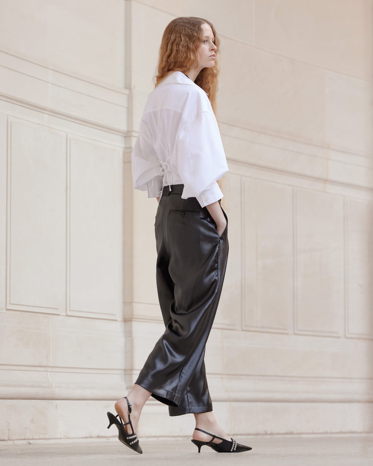 Pantalon noir en satin shiny - Pantalons & combinaisons Mes Demoiselles - Image 3