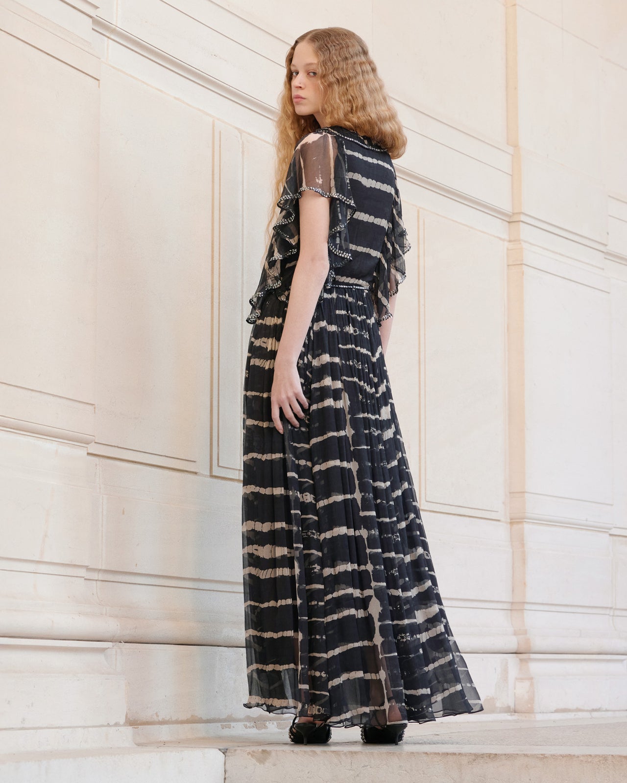 Robe longue noire en mousseline de viscose - Robes Mes Demoiselles - Image 3