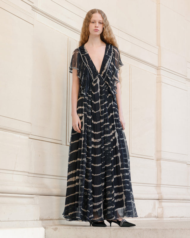 Robe longue noire en mousseline de viscose - Robes Mes Demoiselles - Image 1