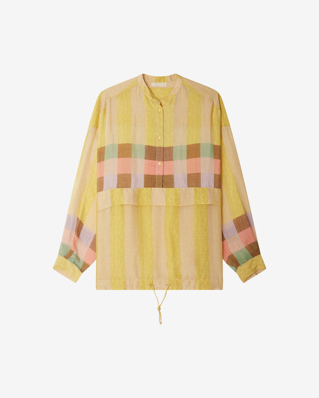 Blouse Ema - Jaune : Chemise à enfiler en gaze de modal rayé jaune Mes Demoiselles - Dernière image