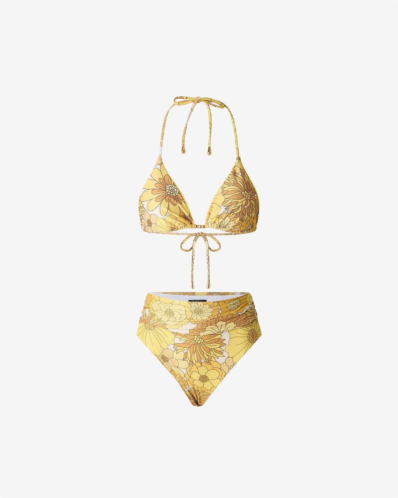 Maillot De Bain Flavien - Jaune : Maillot de bain 2 pièces en imprimé floral rétro & détails perlés Mes Demoiselles - Image 5