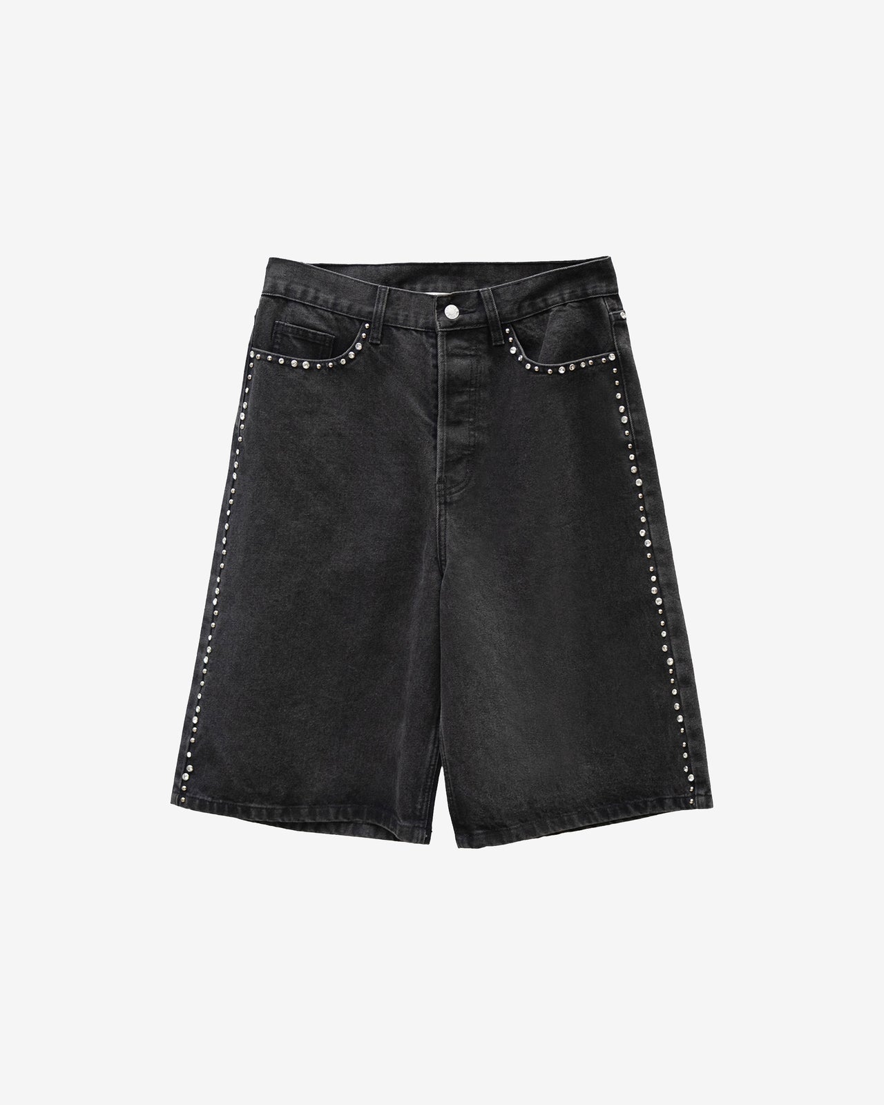 Bermuda Muffin - Noir : Bermuda long en denim noir et pièces argentés Mes Demoiselles - Image 6