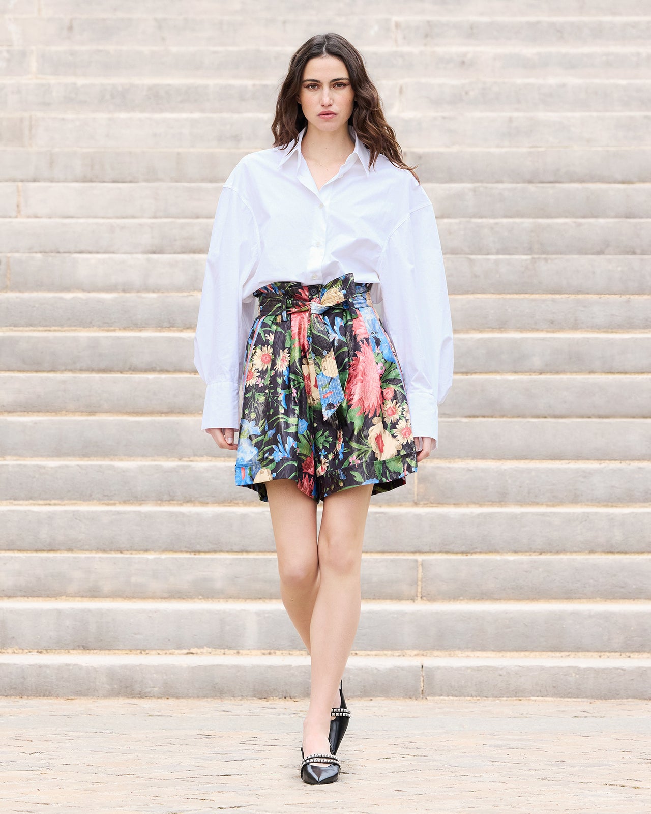 Bermuda féminin en jacquard lurex imprimé floral : Jupes & shorts Mes Demoiselles - Image 1