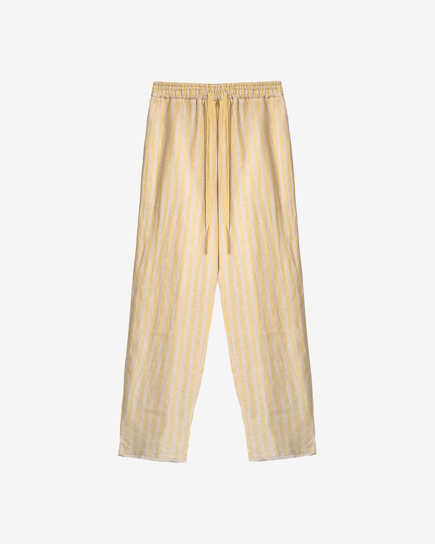 Pantalon Sage - Beige : Pantalon en lin rayé jaune et beige Mes Demoiselles