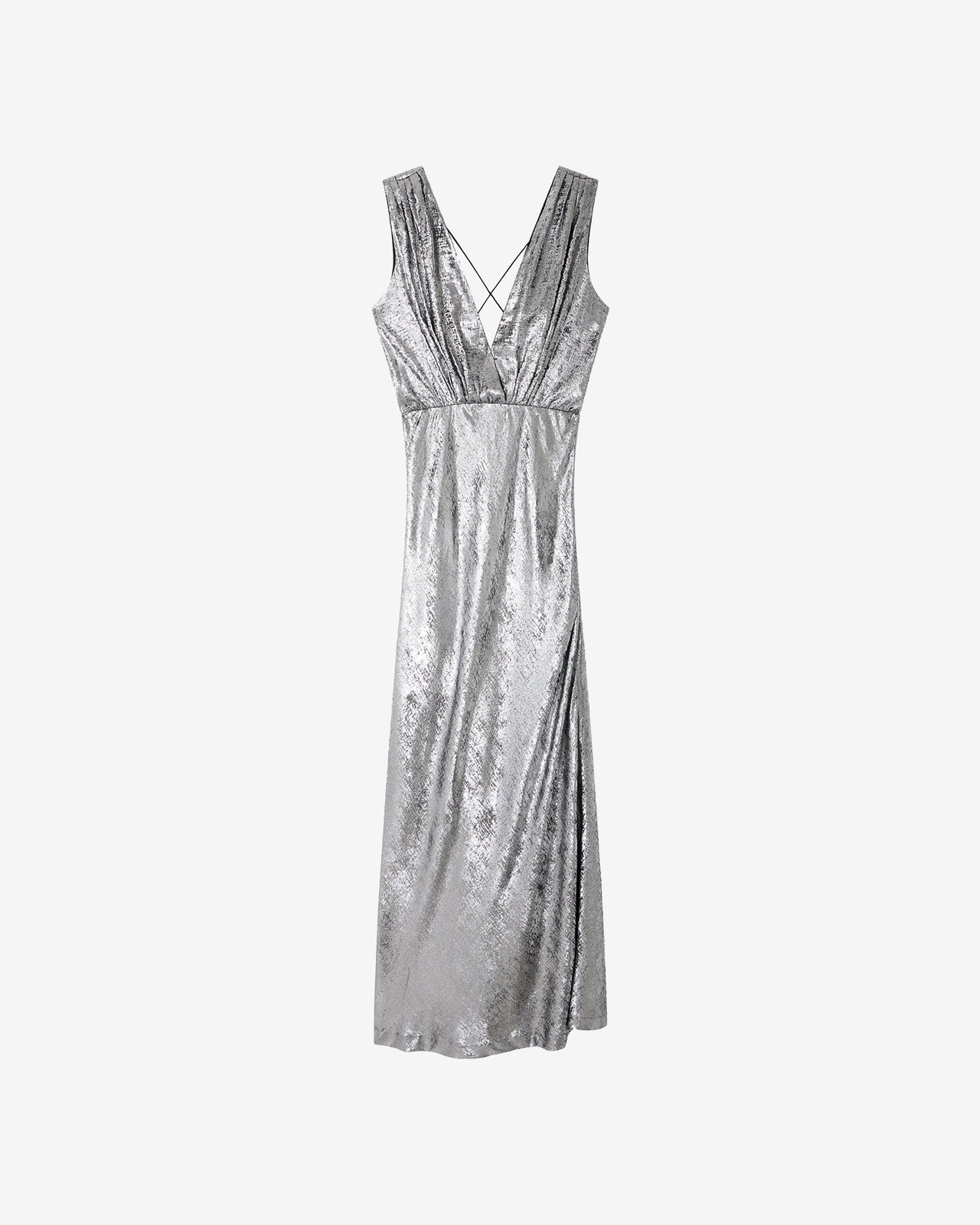 Robe Sambi - Argent : Robe longue en tissu velvet shiny argent Mes Demoiselles - Image 6