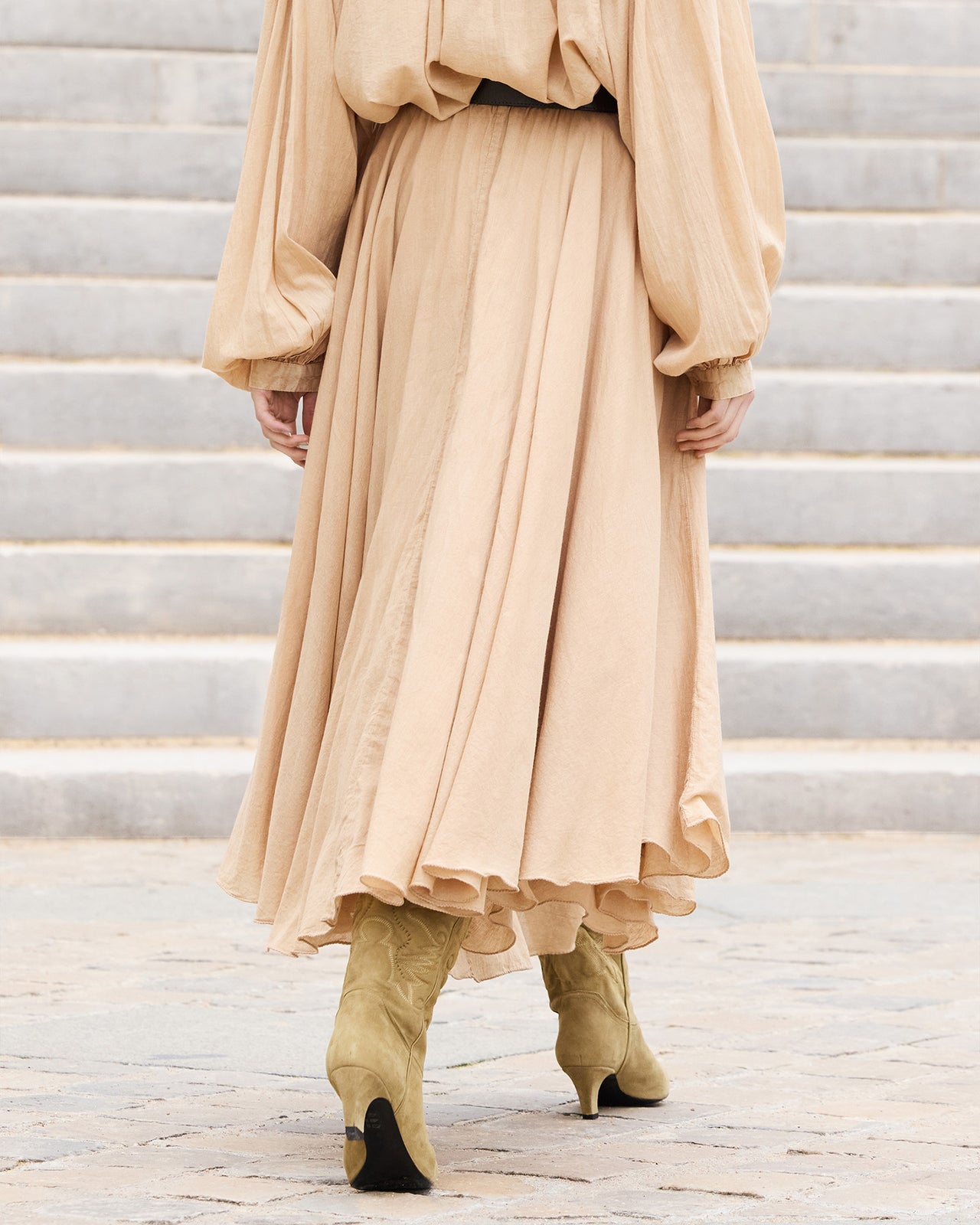 Jupe Sandy - Beige : Jupe douce en voile de coton couleur beige Mes Demoiselles - Image 5