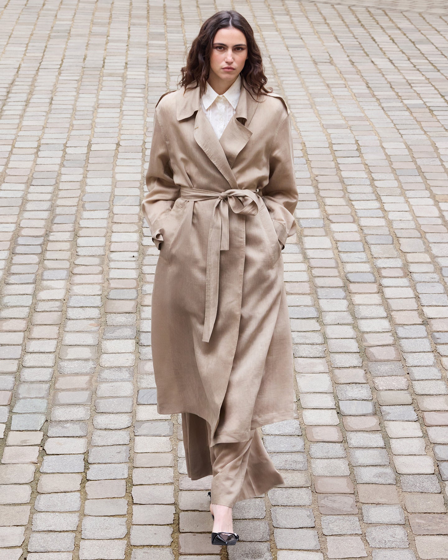 Manteau Soleil - Marron : Manteau imper beige léger et élégant Mes Demoiselles