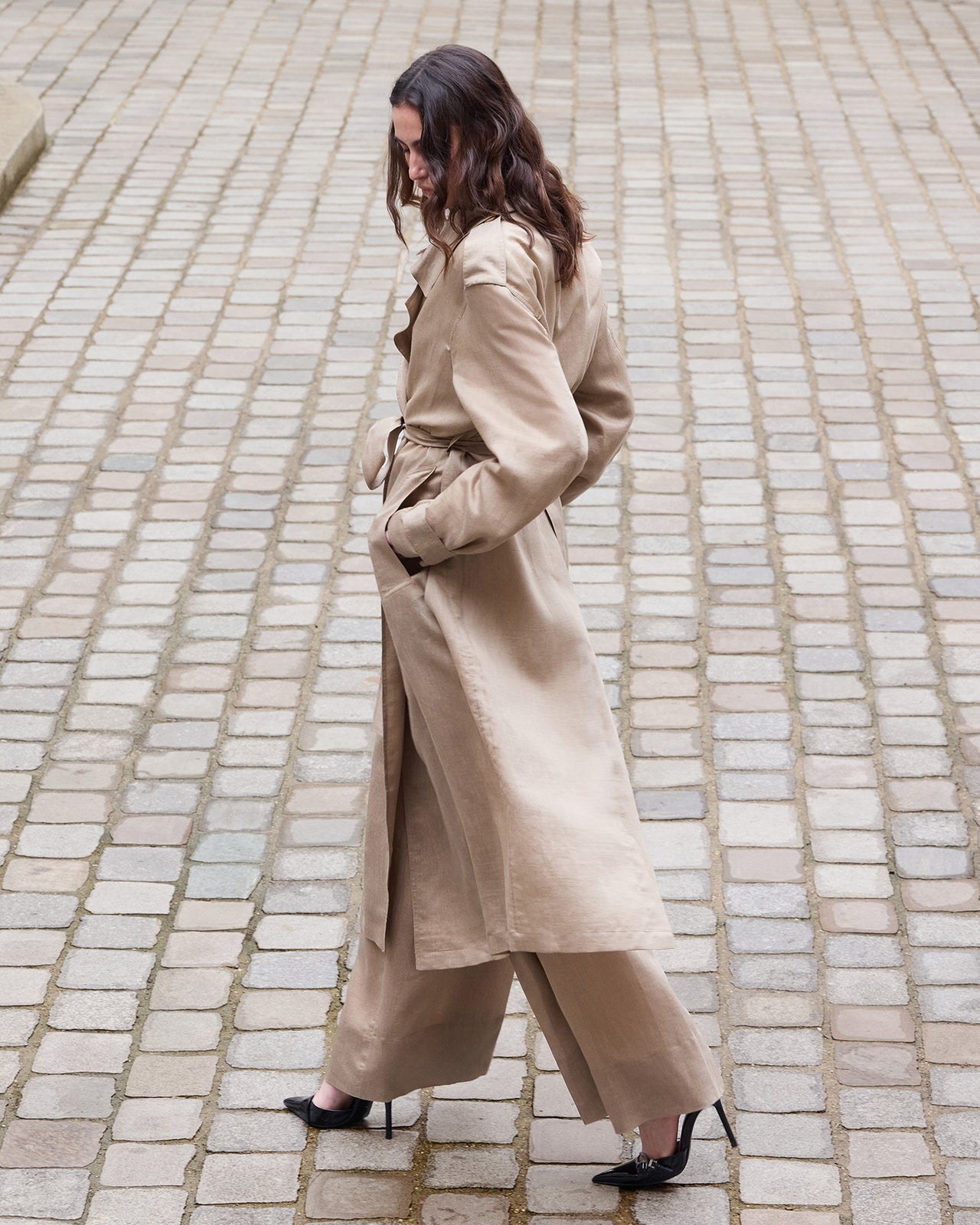 Manteau Soleil - Marron : Manteau imper beige léger et élégant Mes Demoiselles - Image 5