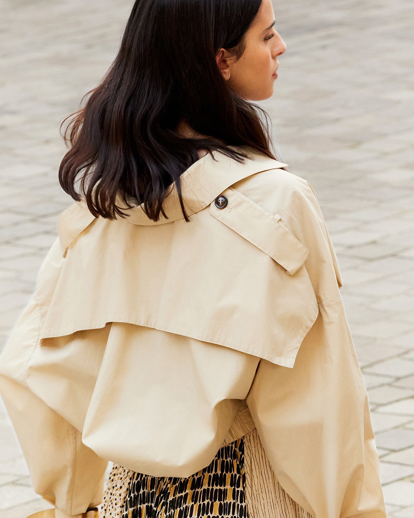 Veste courte en popeline de coton beige - Manteaux & vestes Mes Demoiselles