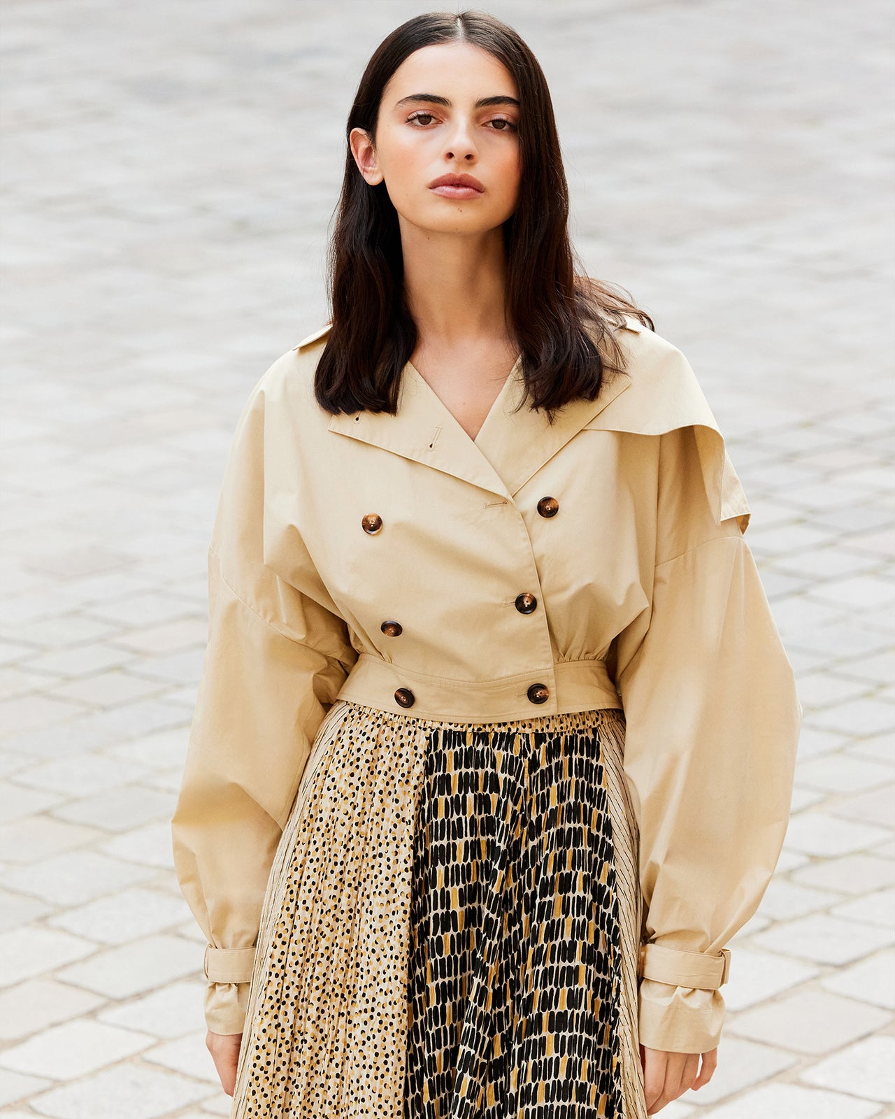 Veste Sulimane - Beige : Veste courte en popeline de coton beige Mes Demoiselles - Image 5