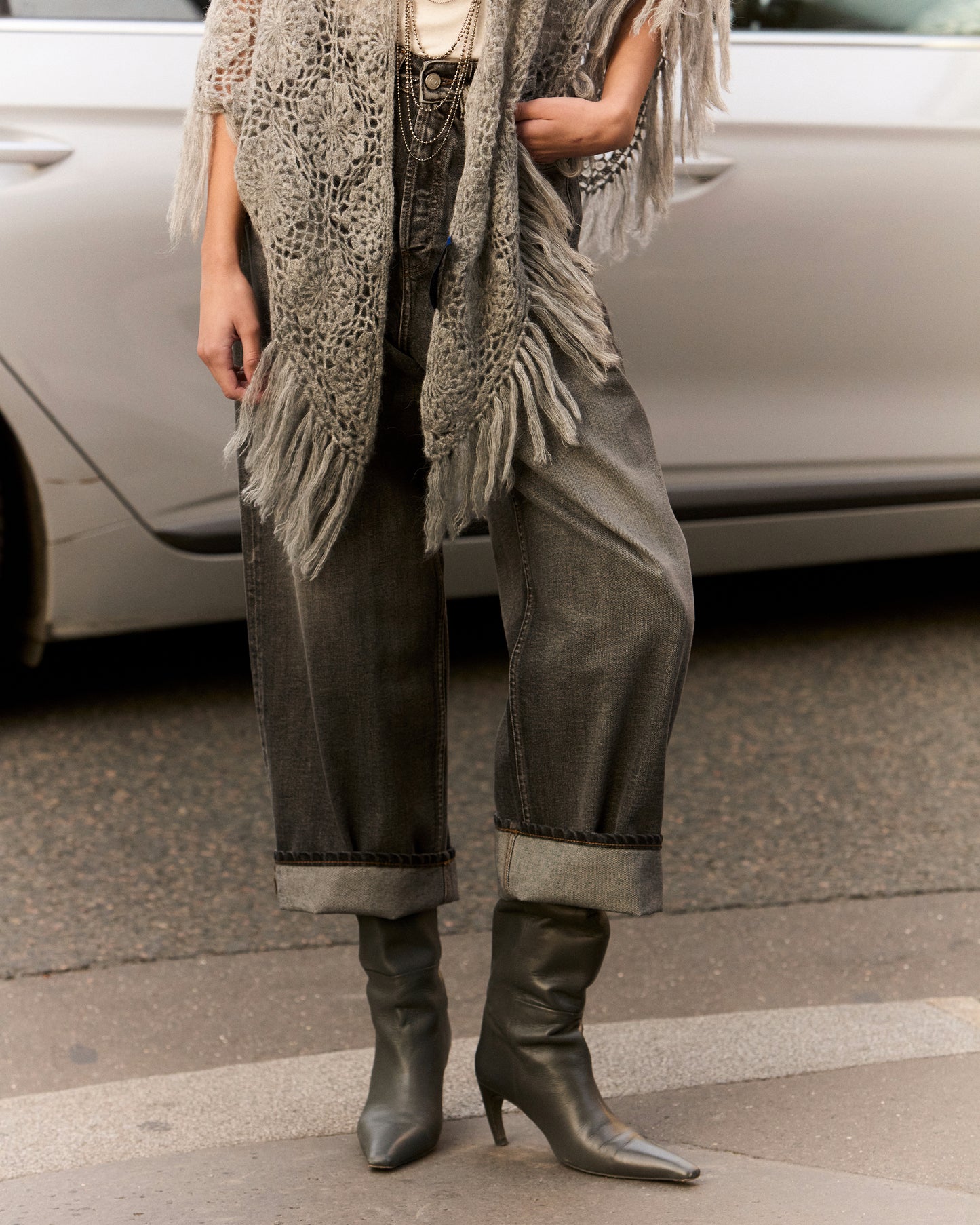 Jean large en toile washed black - Pantalons & combinaisons Mes Demoiselles