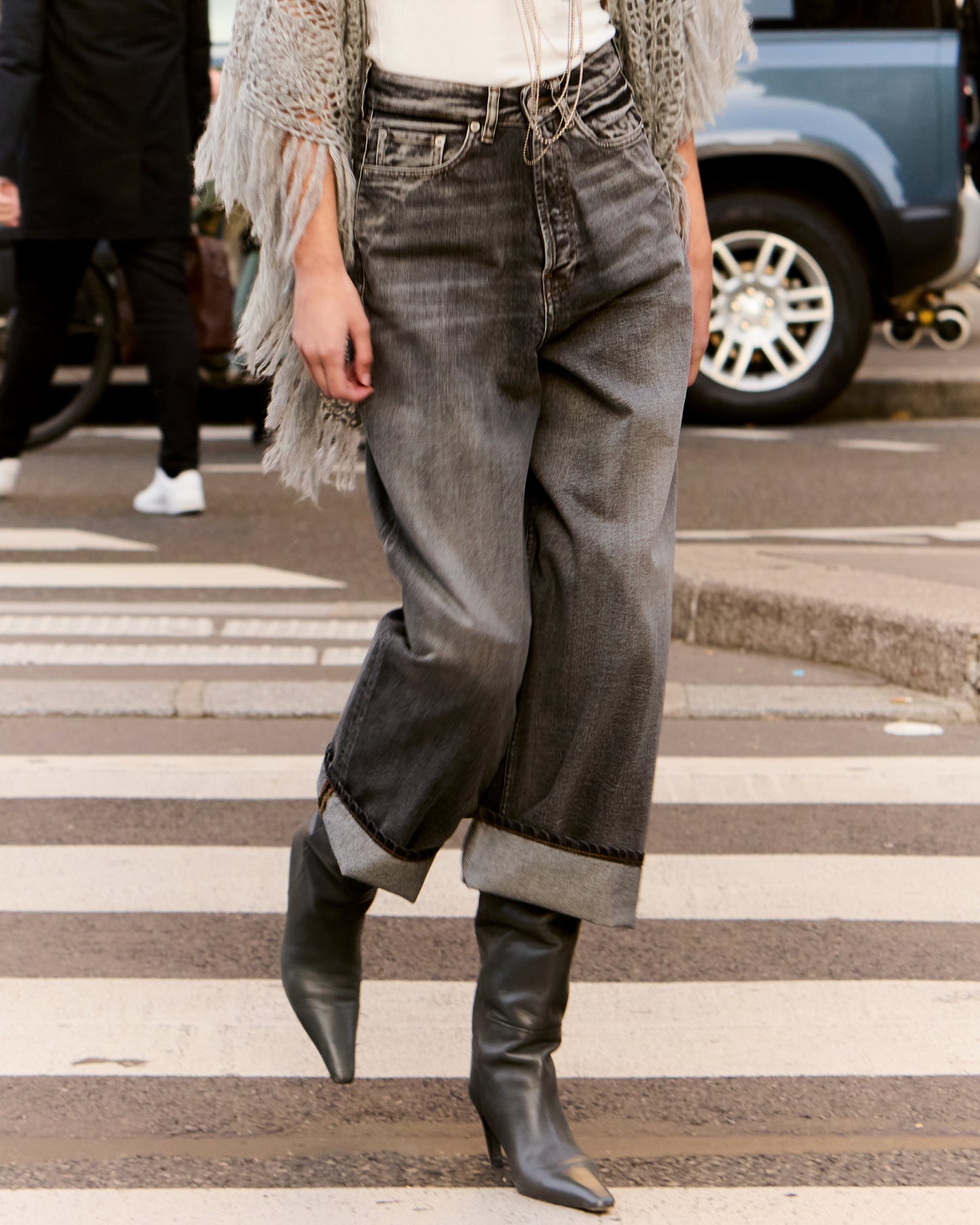 Pantalon Theron - Noir : Jean large en toile washed black Mes Demoiselles
