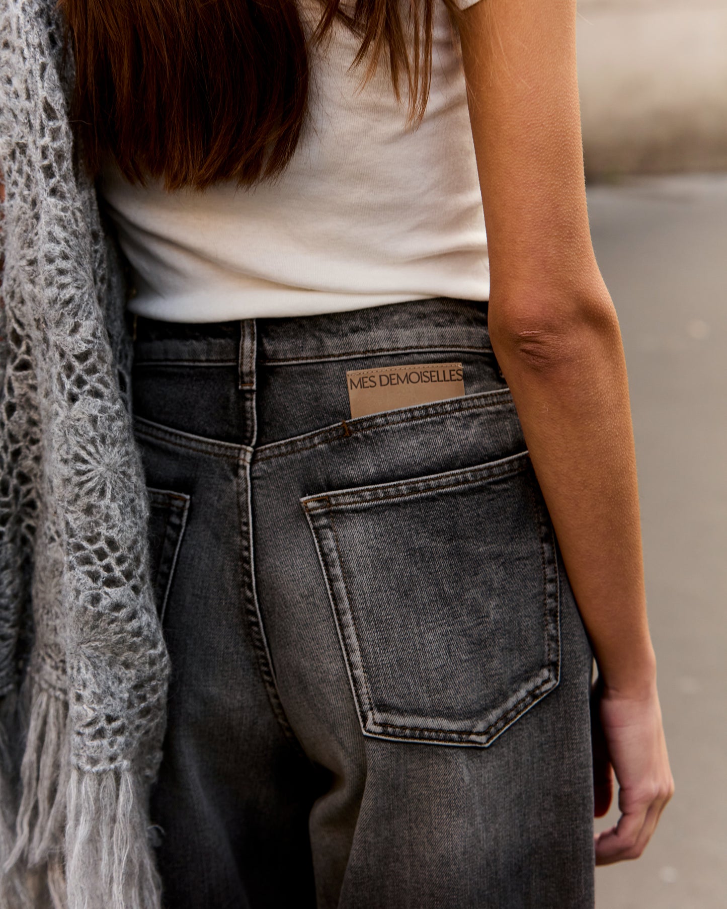 Pantalon Theron - Noir : Jean large en toile washed black Mes Demoiselles
