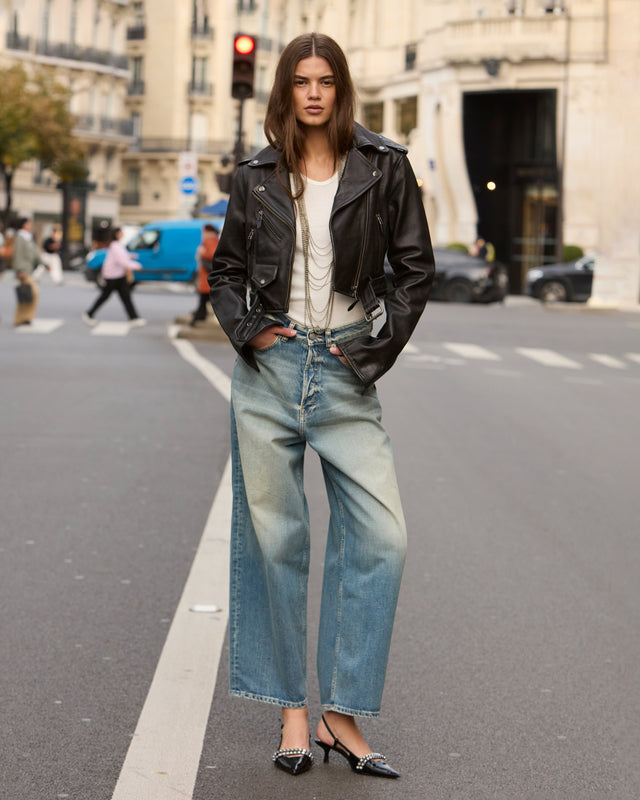 Jean large en toile washed blue - Pantalons & combinaisons Mes Demoiselles - Image 1