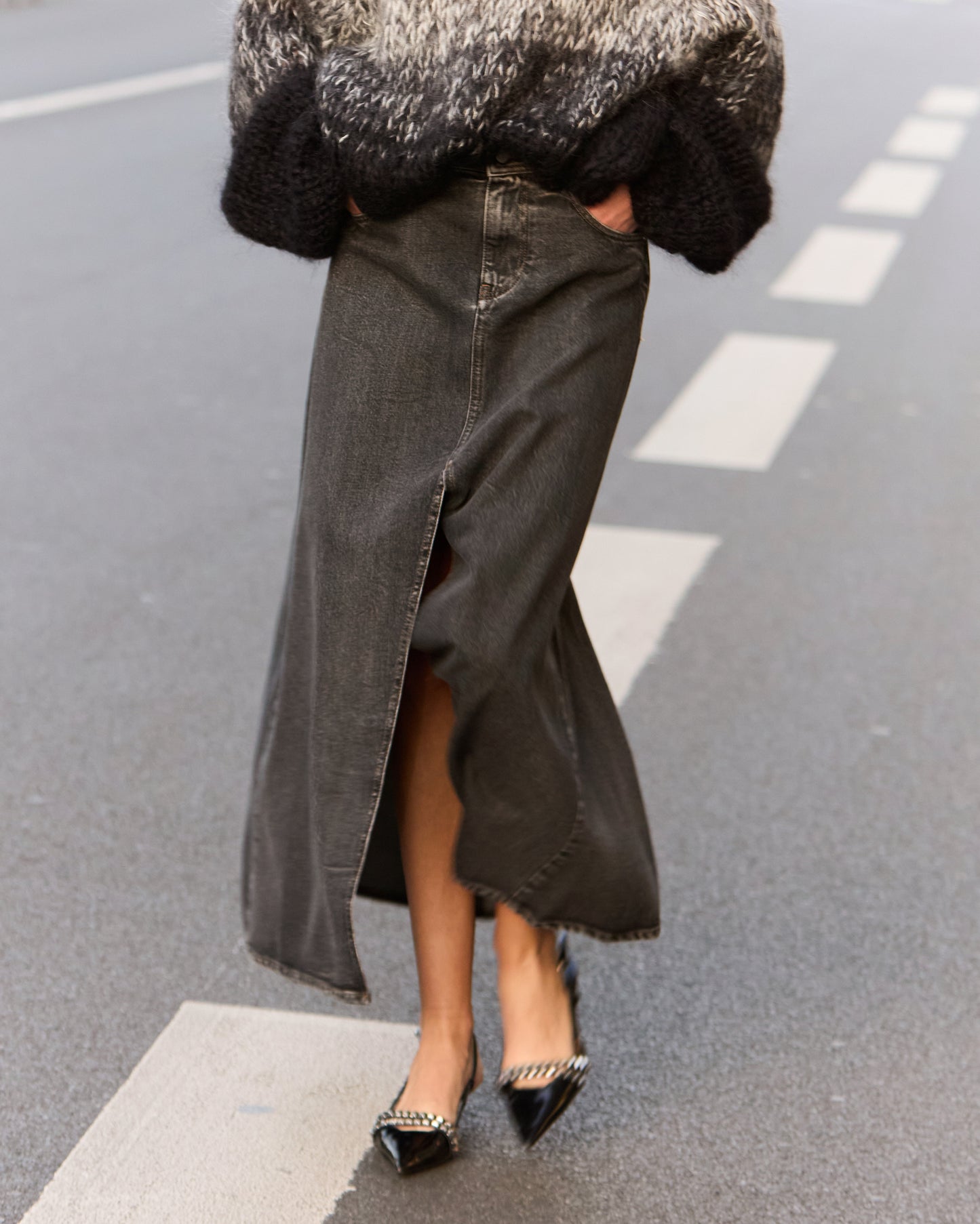 Jupe longue en denim washed black – esprit western - Jupes & shorts Mes Demoiselles