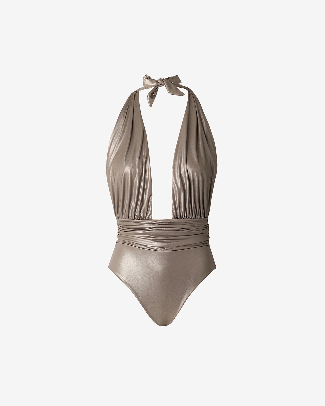 Maillot De Bain Domino - Taupe : Maillot de bain 1 pièce ent issu brillant effet mouillé taupe Mes Demoiselles - Image 5