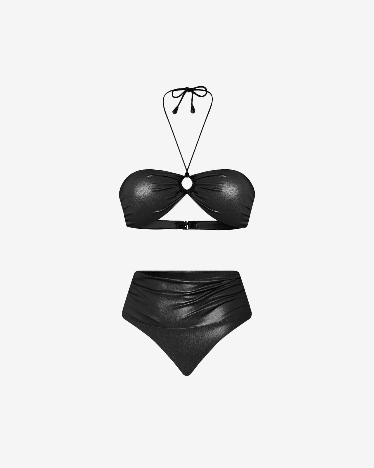 Maillot De Bain Duxy - Noir : Maillot de bain 2 pièces avec effet mouillé noir & anneau central Mes Demoiselles - Image 5
