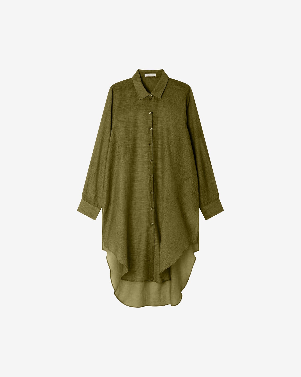 Chemise longue en coton et soie verte - Chemises & tops Mes Demoiselles - Image 1