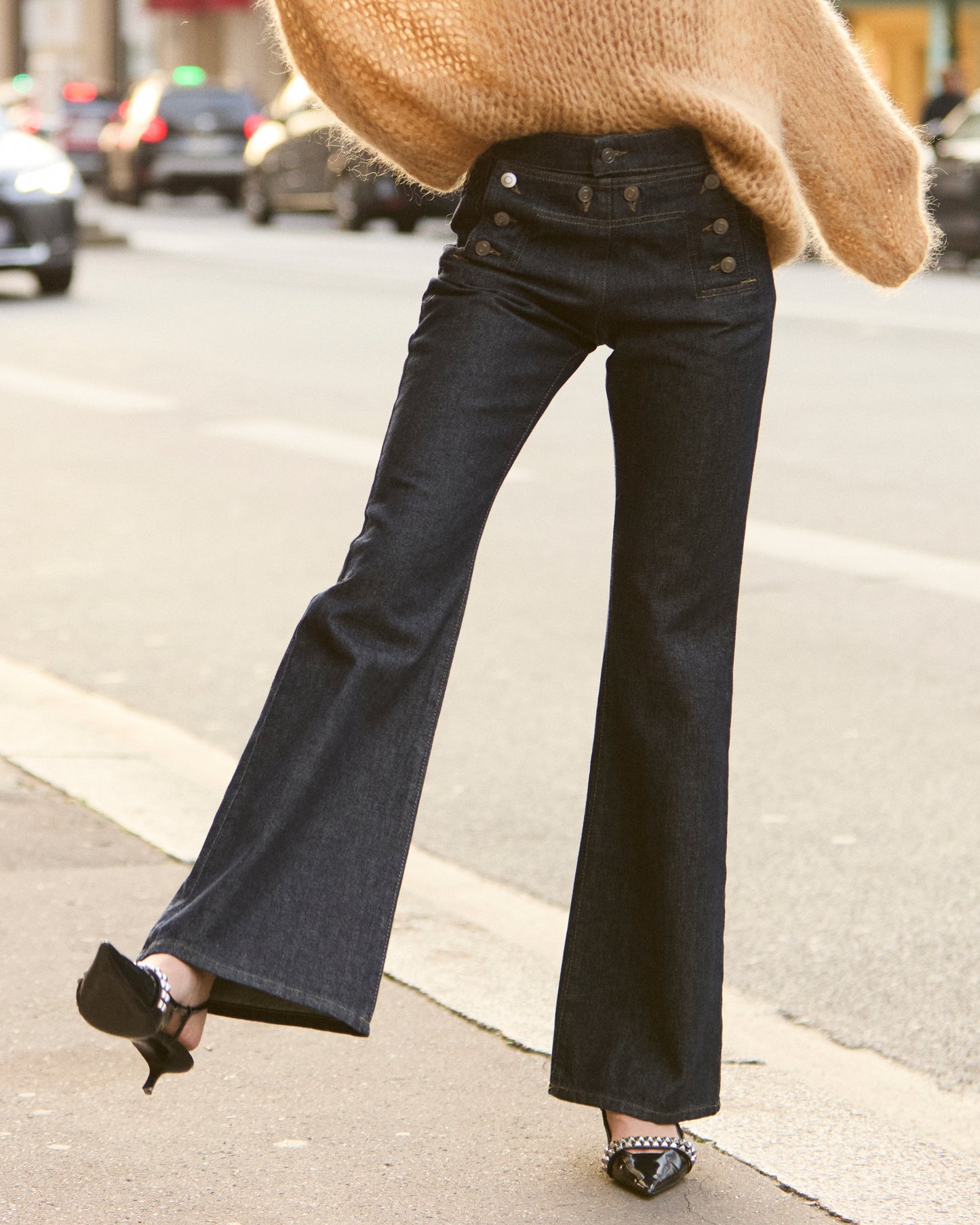 Jean indigo en toile de coton stretch - Pantalons & combinaisons Mes Demoiselles