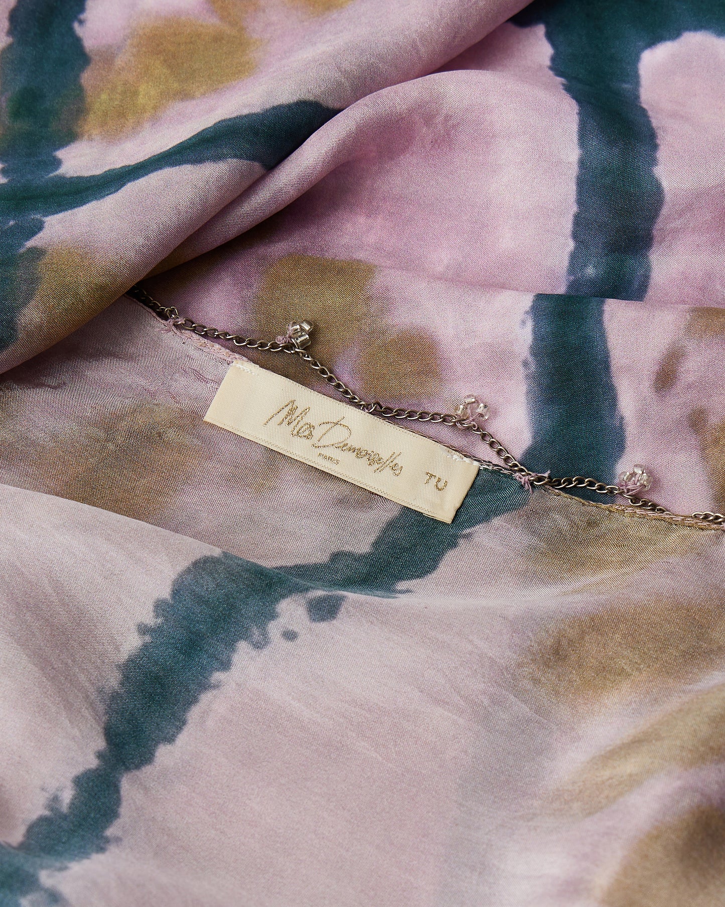 Foulard en soie lavande à carreaux tie & dye - Accessoires Mes Demoiselles