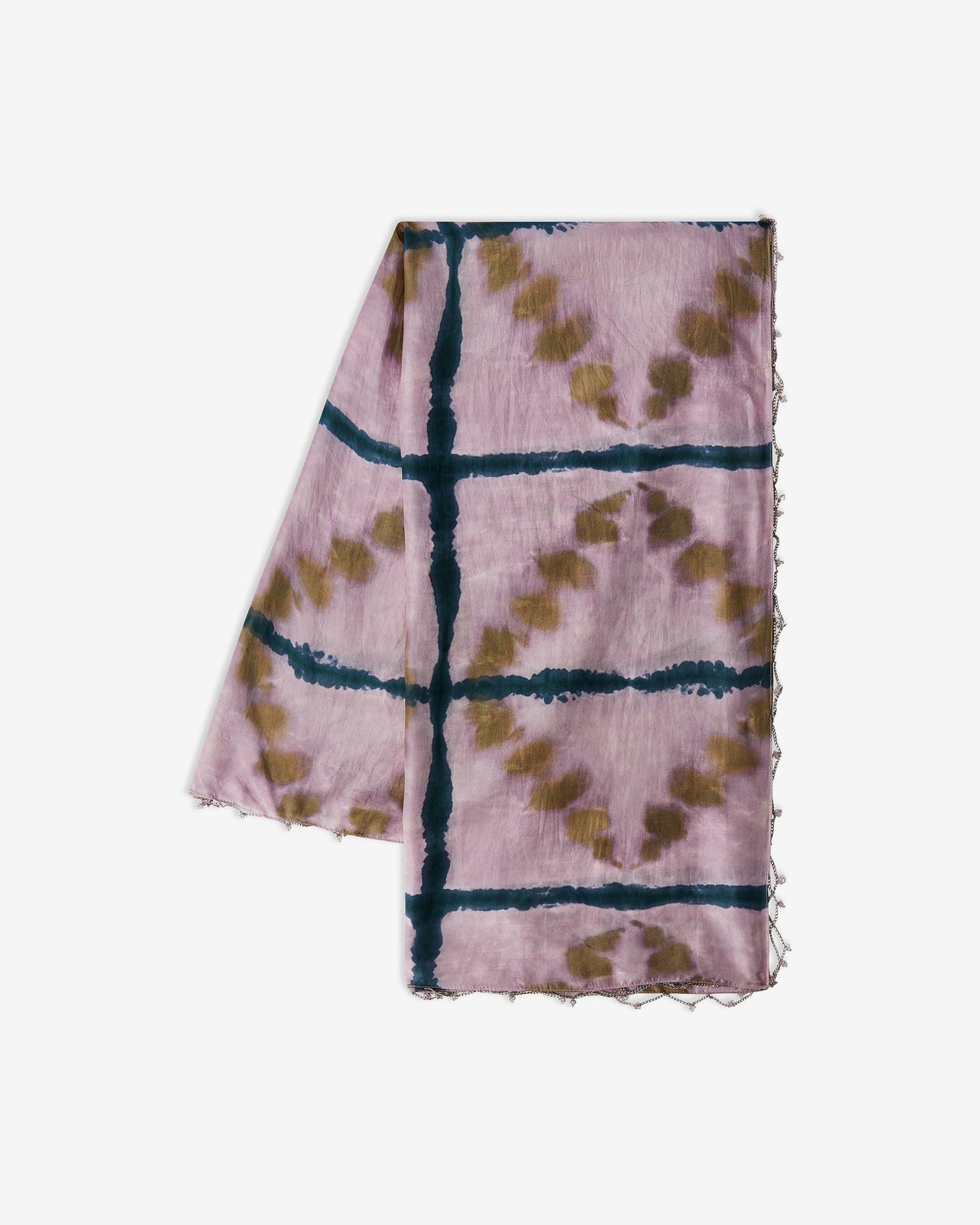 Foulard en soie lavande à carreaux tie & dye - Accessoires Mes Demoiselles - Image 3