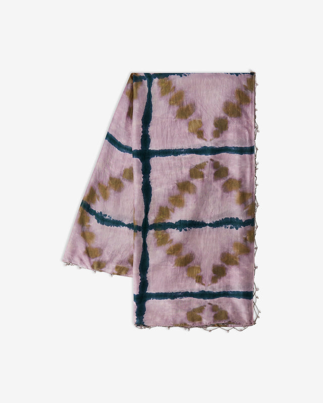 Foulard en soie lavande à carreaux tie & dye - Accessoires Mes Demoiselles - Image 3