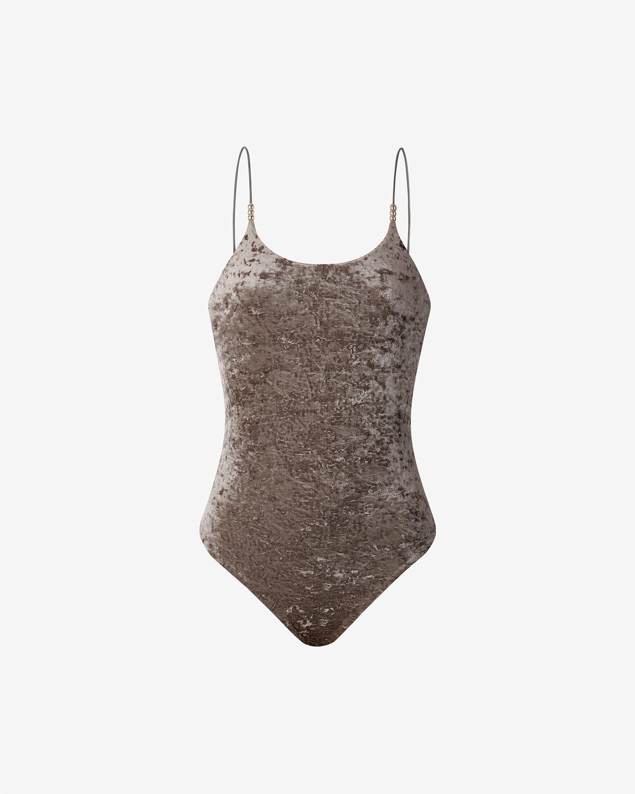 Maillot De Bain Valentine - Gris : Maillot de bain 1 pièce en velours gris & perles argentées Mes Demoiselles - Image 5