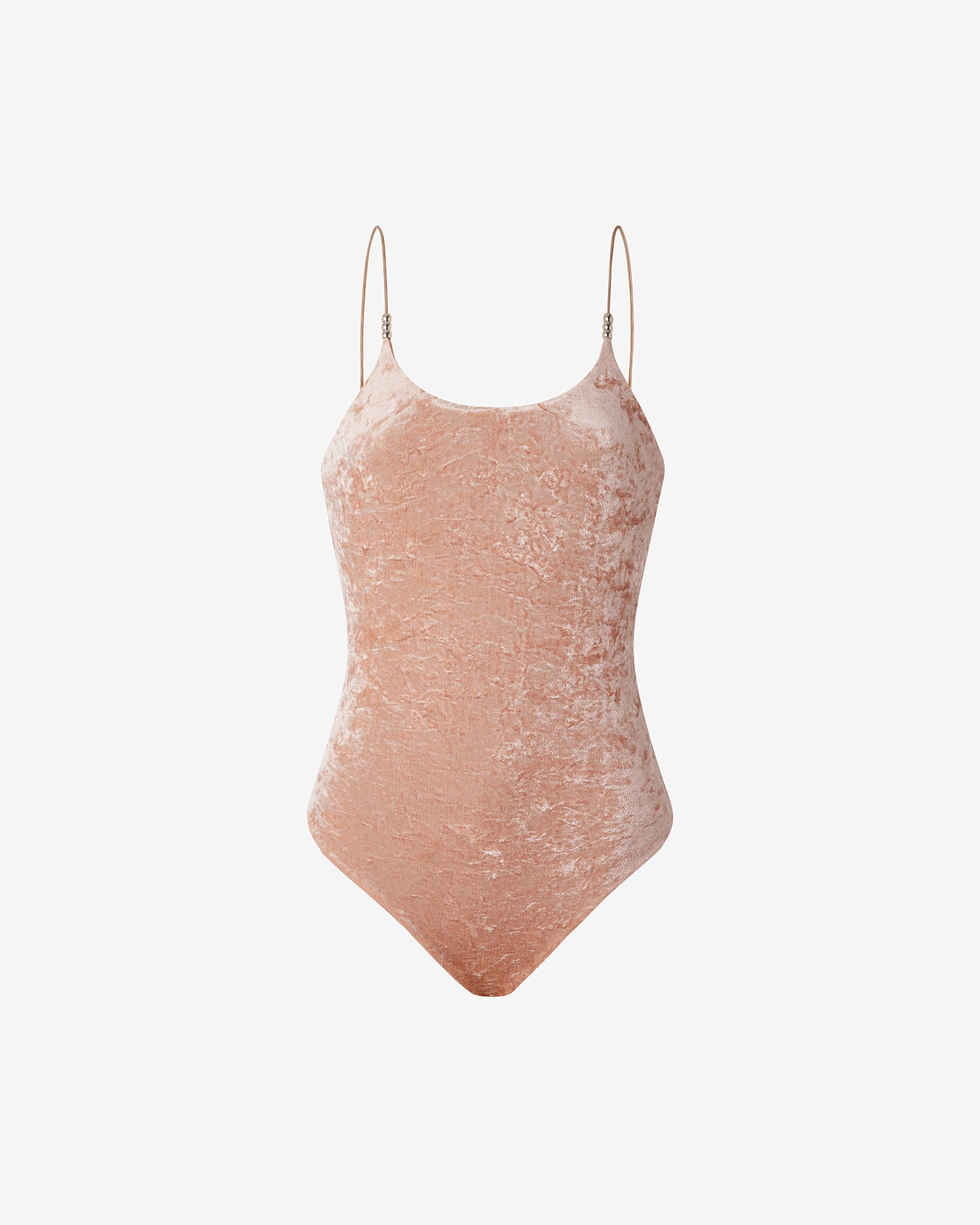 Maillot De Bain Valentine - Rose : Maillot de bain 1 pièce en velours rose pâle & perles argentées Mes Demoiselles