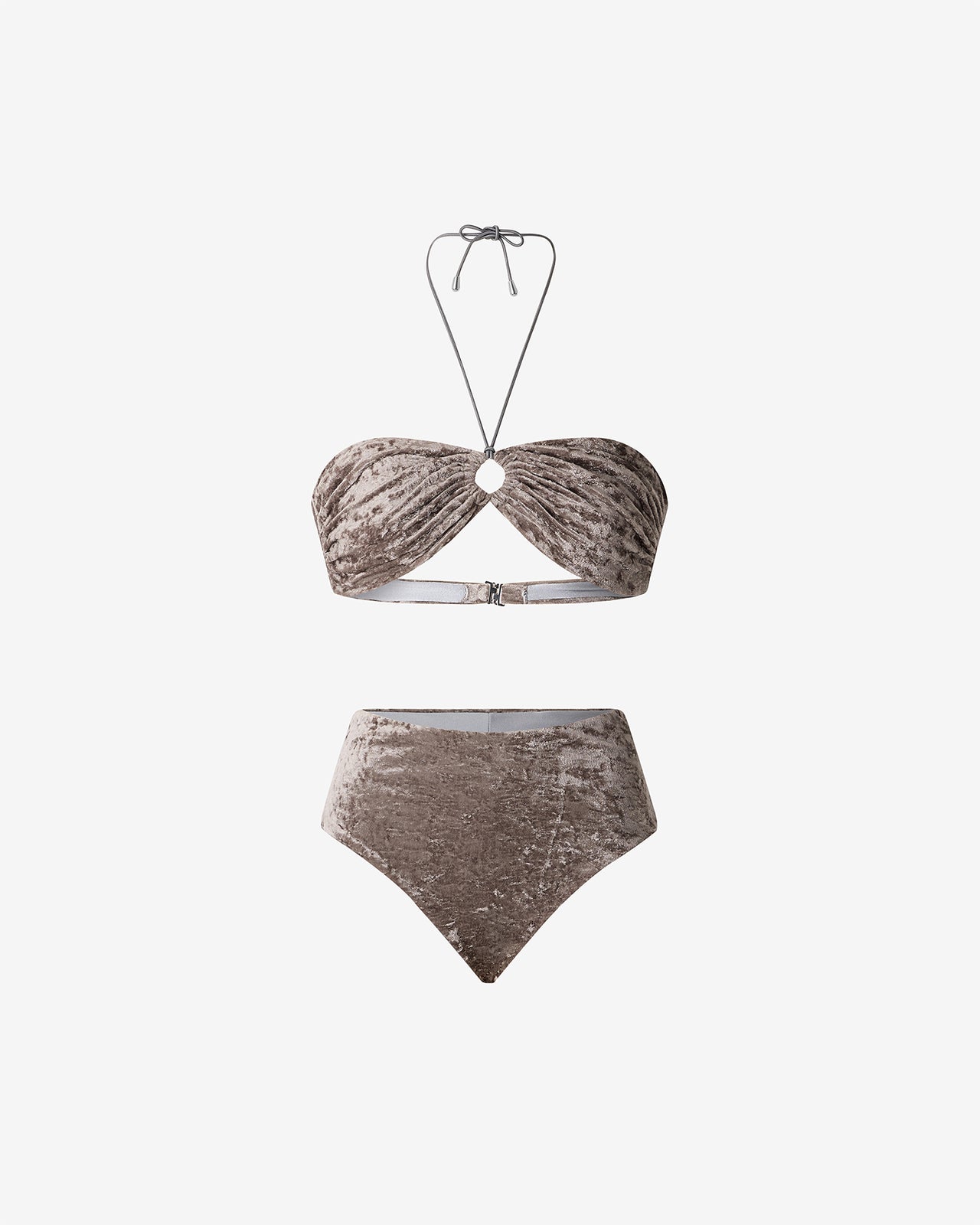 Maillot De Bain Vany - Gris : Maillot de bain 2 pièces bandeau en velours gris Mes Demoiselles - Image 5