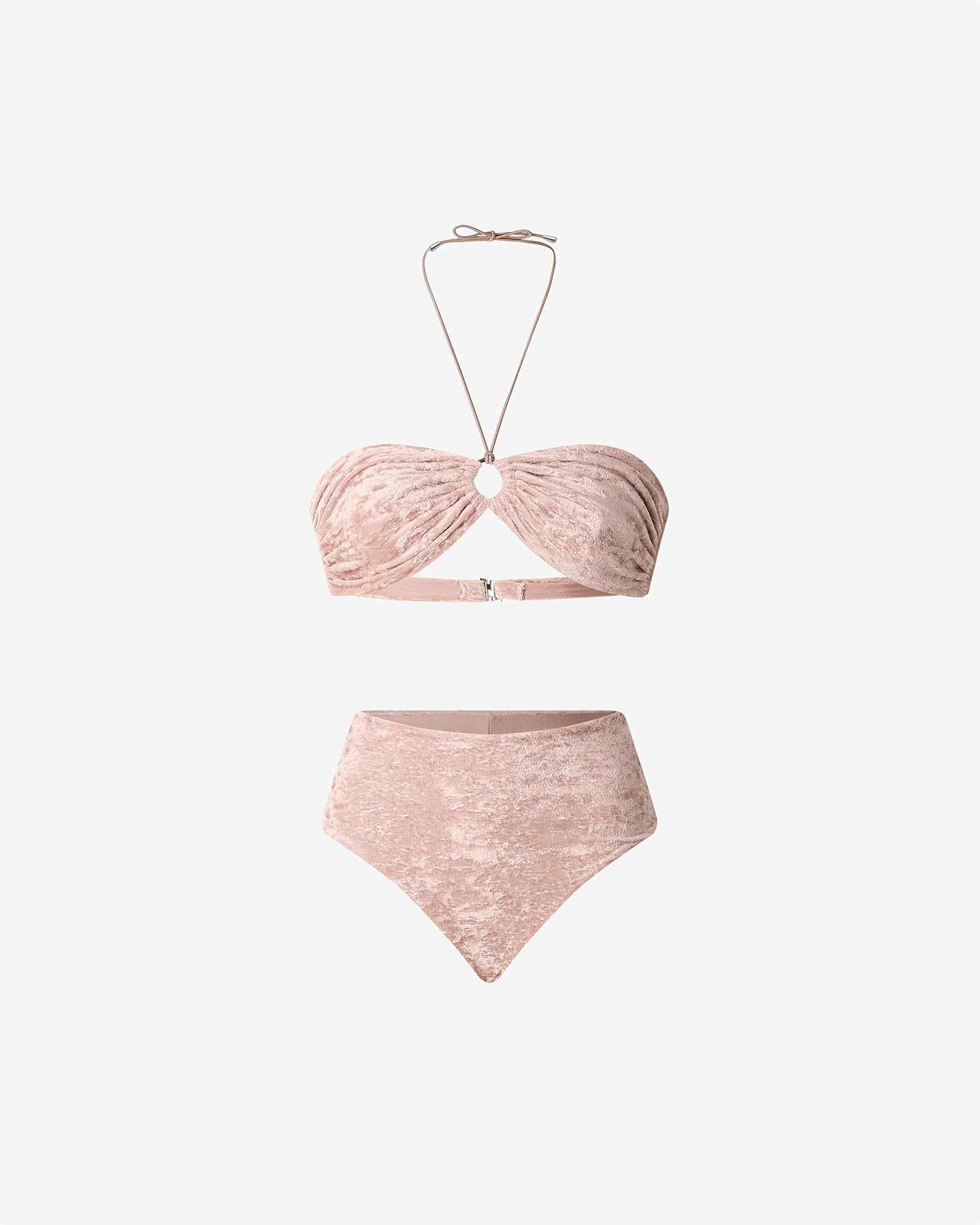 Maillot De Bain Vany - Rose : Maillot de bain 2 pièces bandeau en velours rose pâle Mes Demoiselles