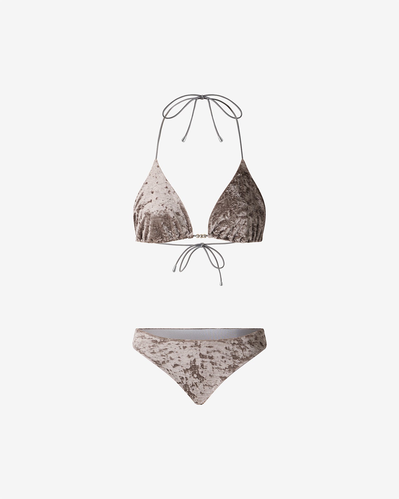 Maillot De Bain Violeta - Gris : Maillot de bain 2 pièces triangle en velours brillant gris Mes Demoiselles - Image 5