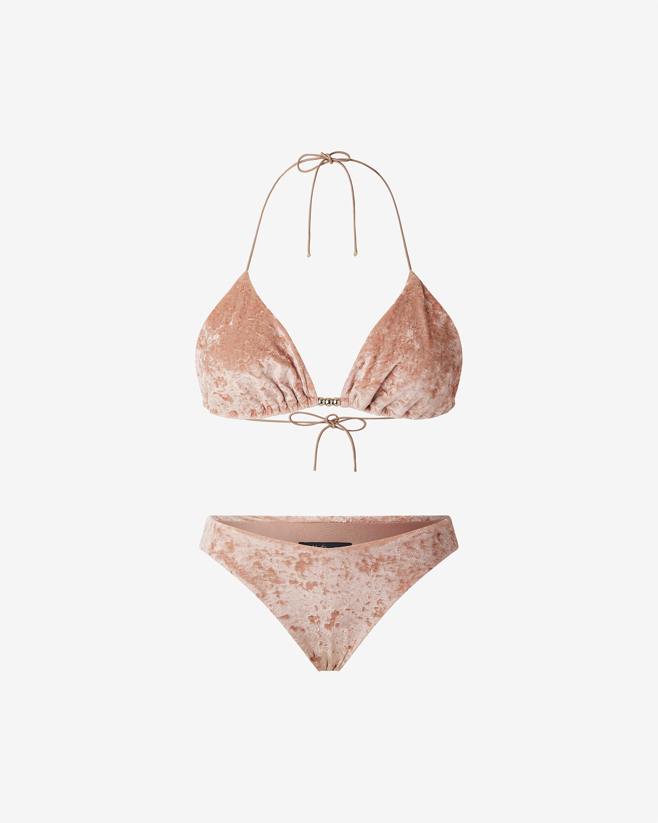 Maillot De Bain Violeta - Rose : Maillot de bain 2 pièces triangle en velours brillant rose pâle Mes Demoiselles - Image 5