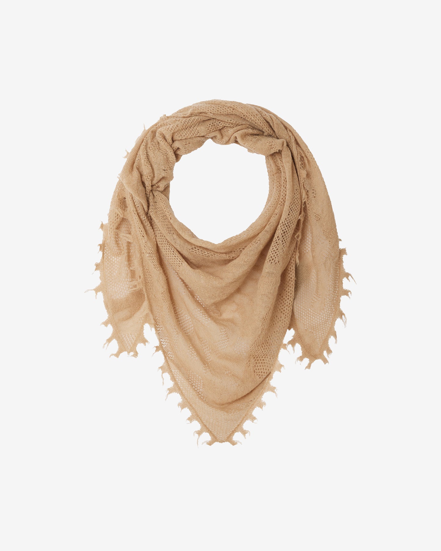 Foulard triangulaire en alpaca pointelle – Beige - Accessoires Mes Demoiselles