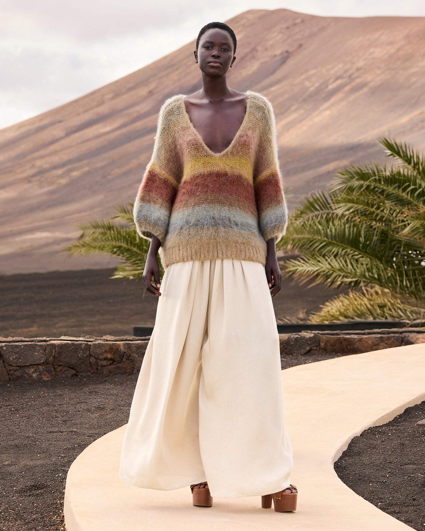 Pantalon large en viscose satinée – Ivoire - Pantalons & combinaisons Mes Demoiselles