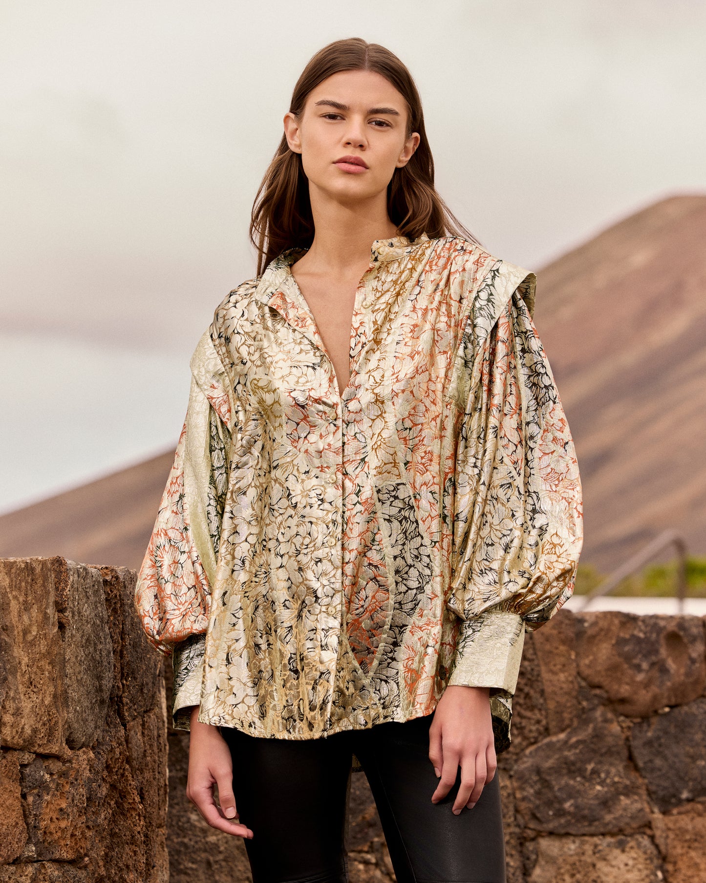 Chemise jacquard lurex – Multicolore - Chemises & tops Mes Demoiselles
