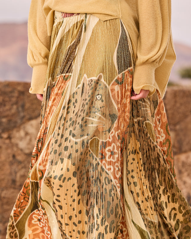 Jupe Justy - Jaune : Jupe longue crinkled lurex – Multicolore Mes Demoiselles - Image 3