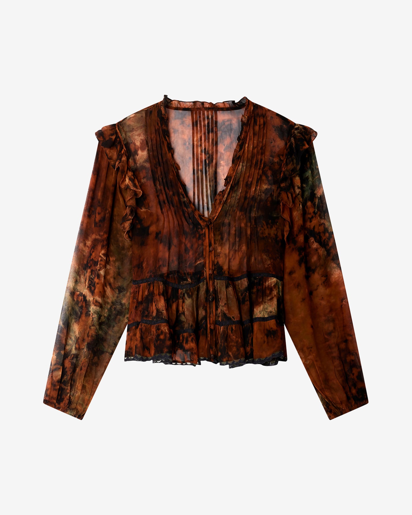 Blouse Llaollao - Marron : Blouse en viscose georgette tie & dye – Multicolore Mes Demoiselles