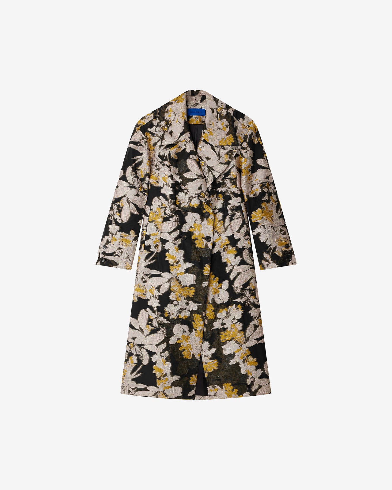 Manteau Soleil - Noir : Manteau jacquard floral – Noir, ivoire et ocre Mes Demoiselles - Image 8