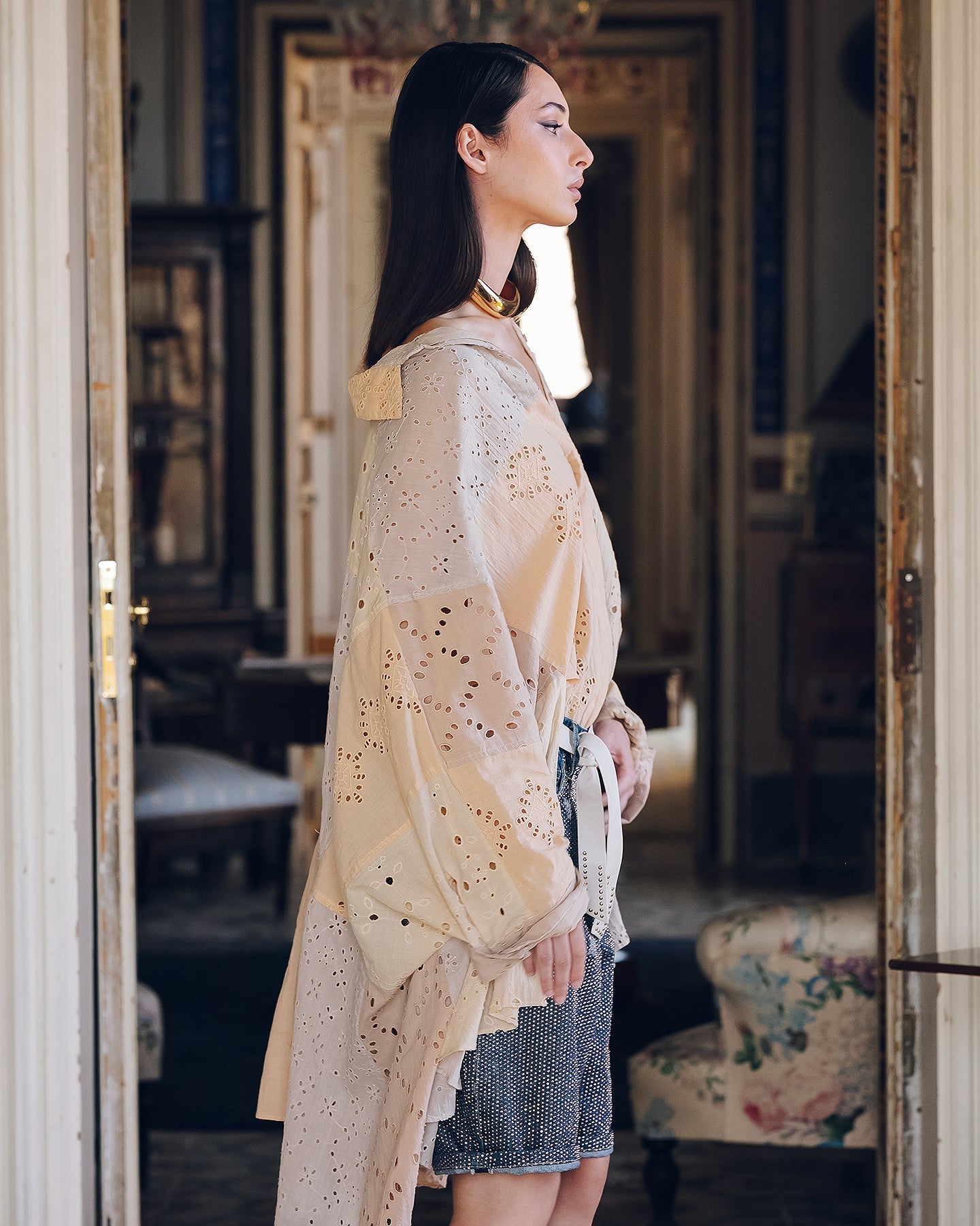 Blouse Pishirt - Peche : Blouse oversize en broderie anglaise Mes Demoiselles