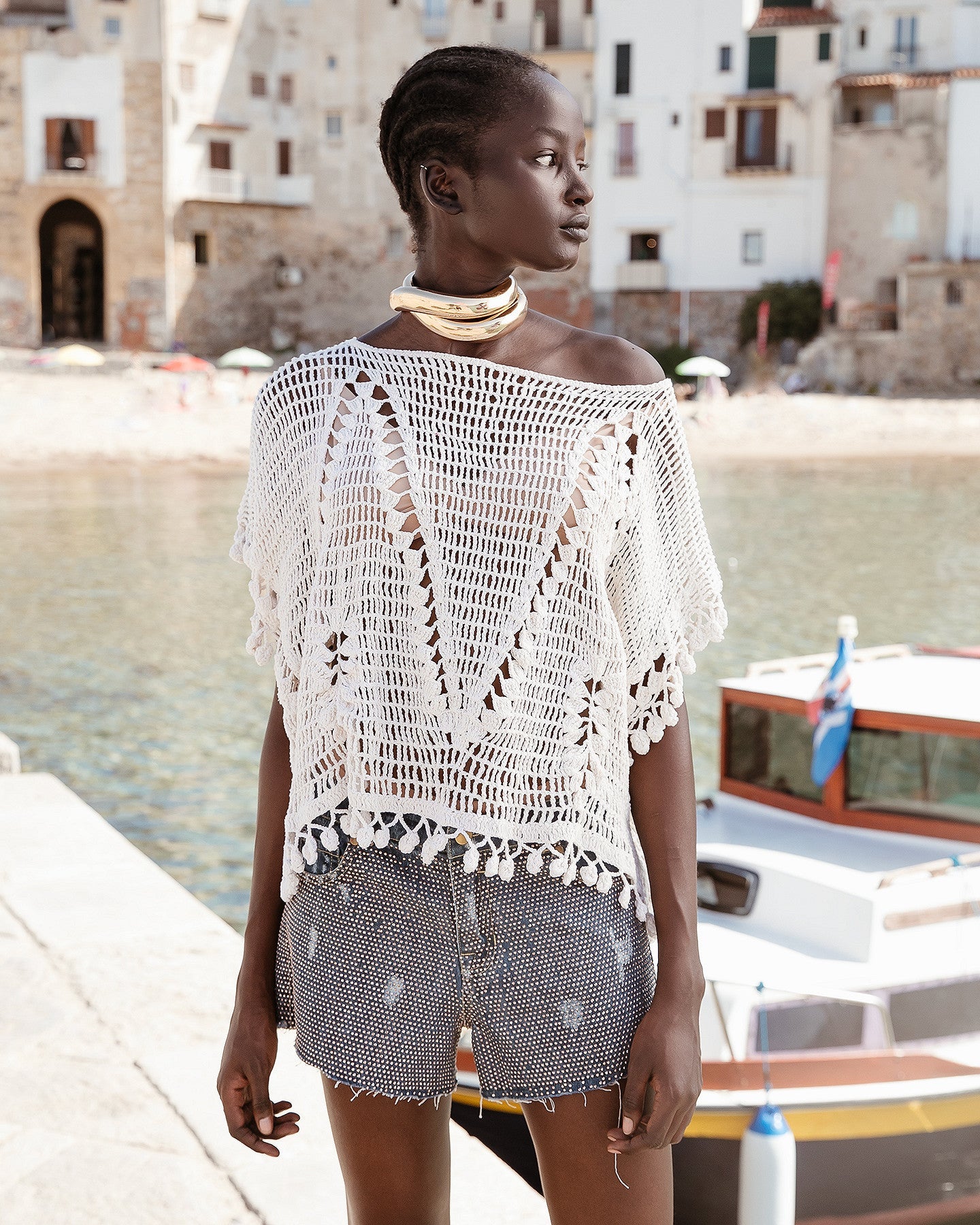 Top Wolf - Ivoire : Top au crochet écru en maille filet Mes Demoiselles