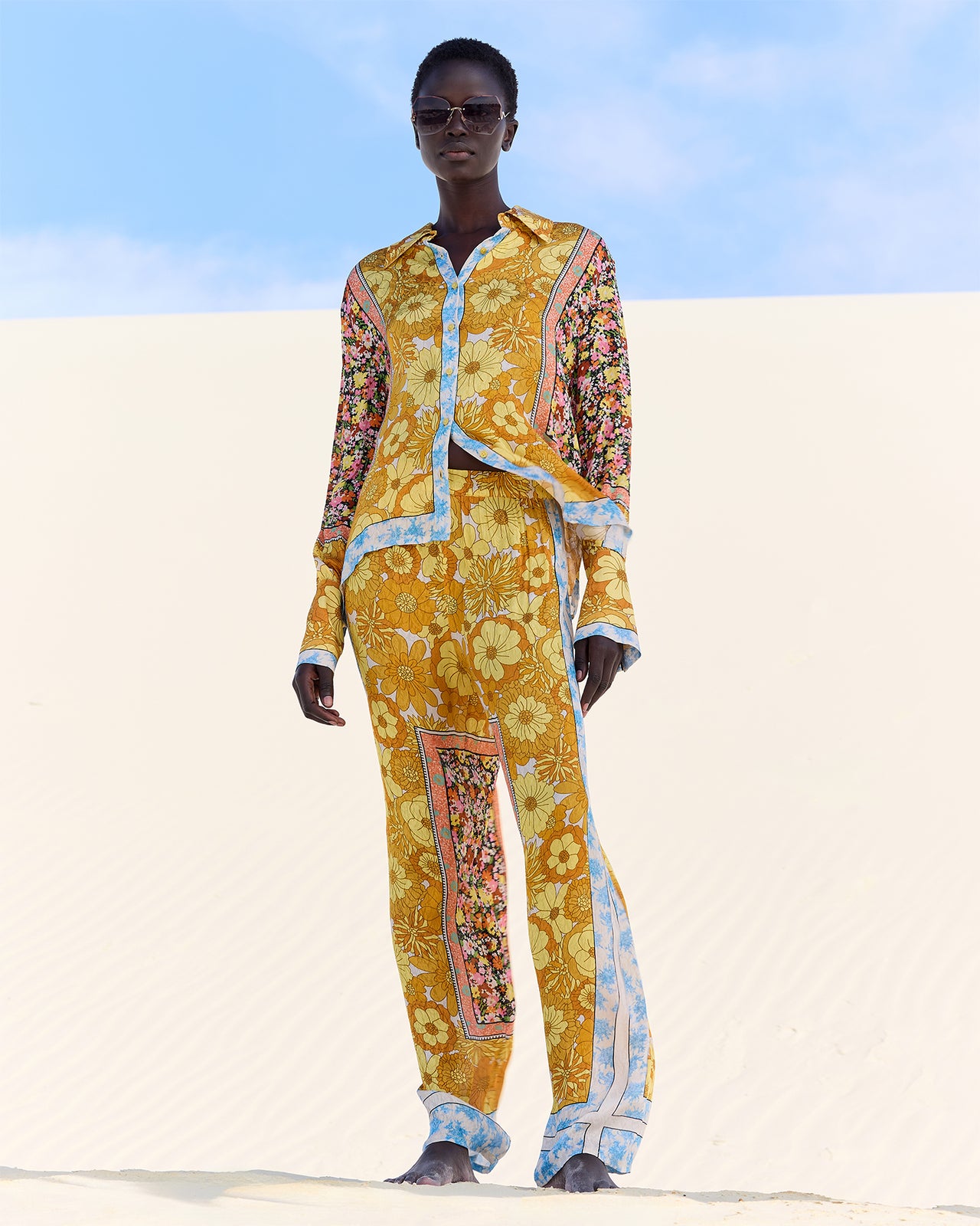 Pantalon souple en viscose jacquard imprimé floral - Pantalons & combinaisons Mes Demoiselles - Image 3