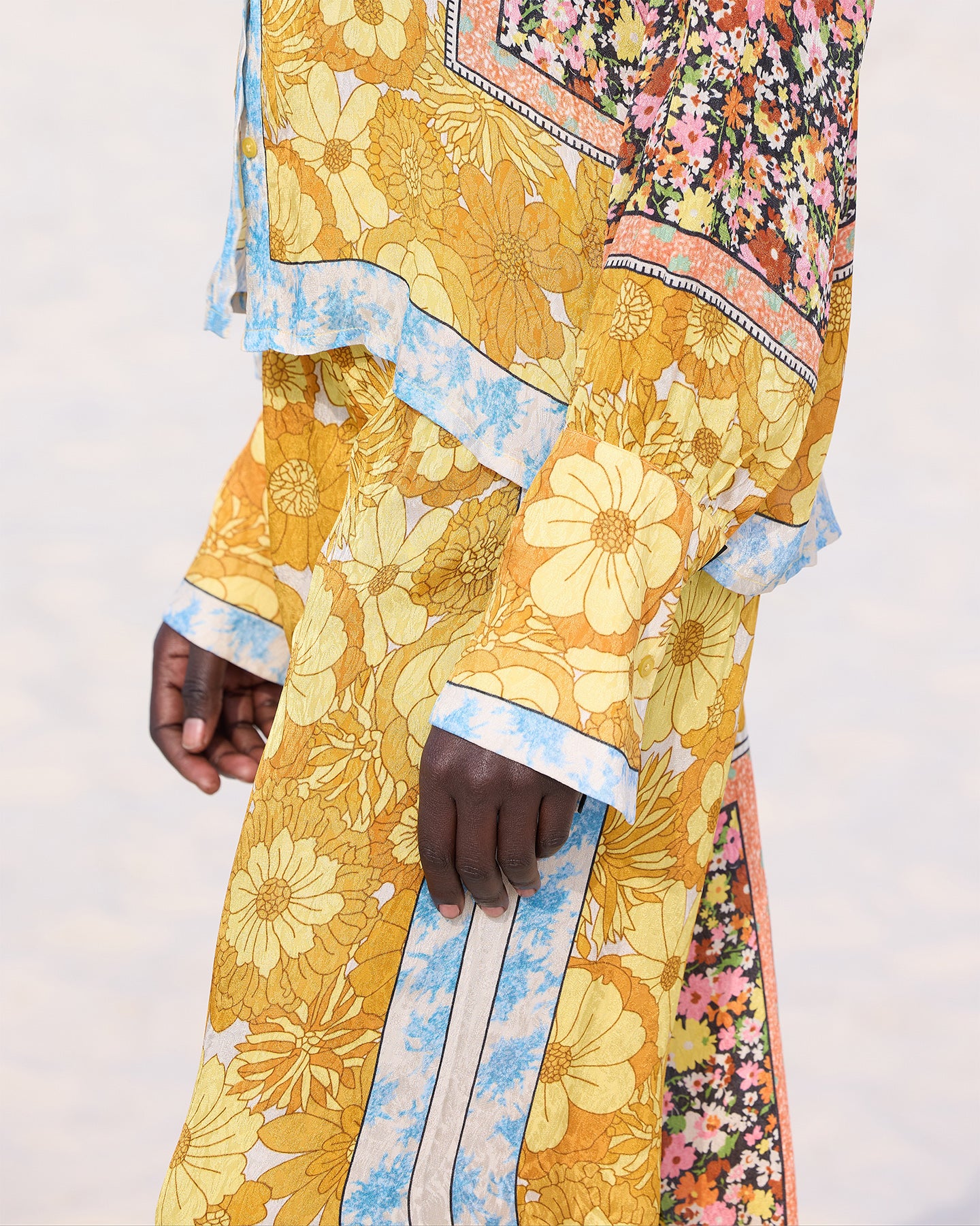 Pantalon Candy - Jaune : Pantalon souple en viscose jacquard imprimé floral Mes Demoiselles