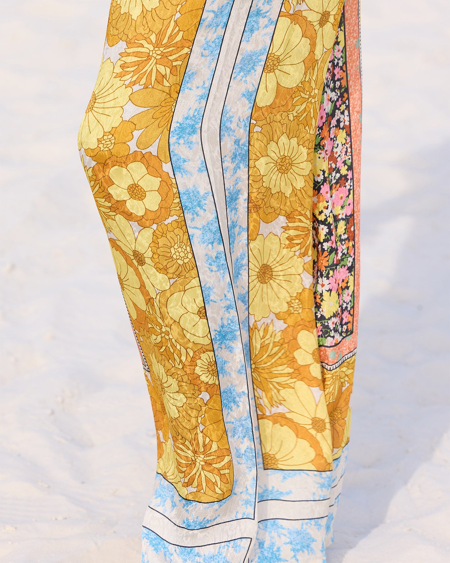Pantalon Candy - Jaune : Pantalon souple en viscose jacquard imprimé floral Mes Demoiselles