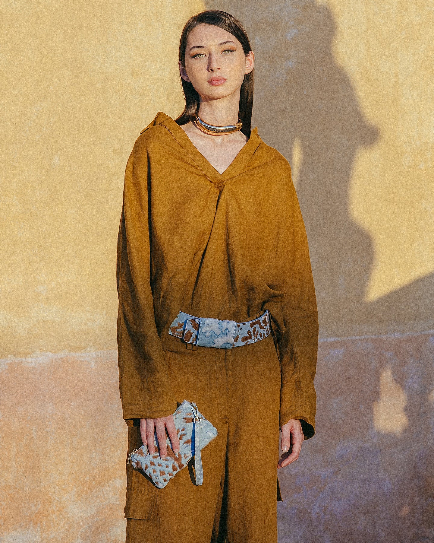 Blouse en toile de lin bronze - Chemises & tops Mes Demoiselles
