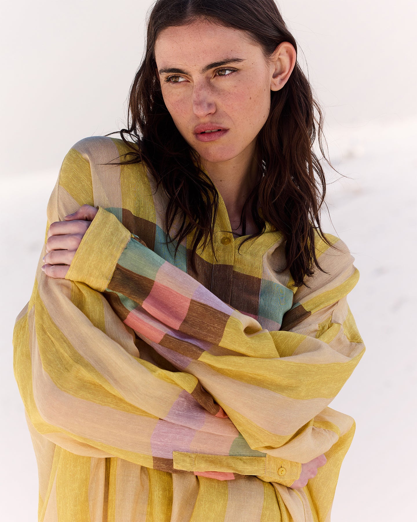 Blouse Ema - Jaune : Chemise à enfiler en gaze de modal rayé jaune Mes Demoiselles
