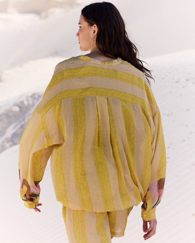 Blouse Ema - Jaune : Chemise à enfiler en gaze de modal rayé jaune Mes Demoiselles - Image 3