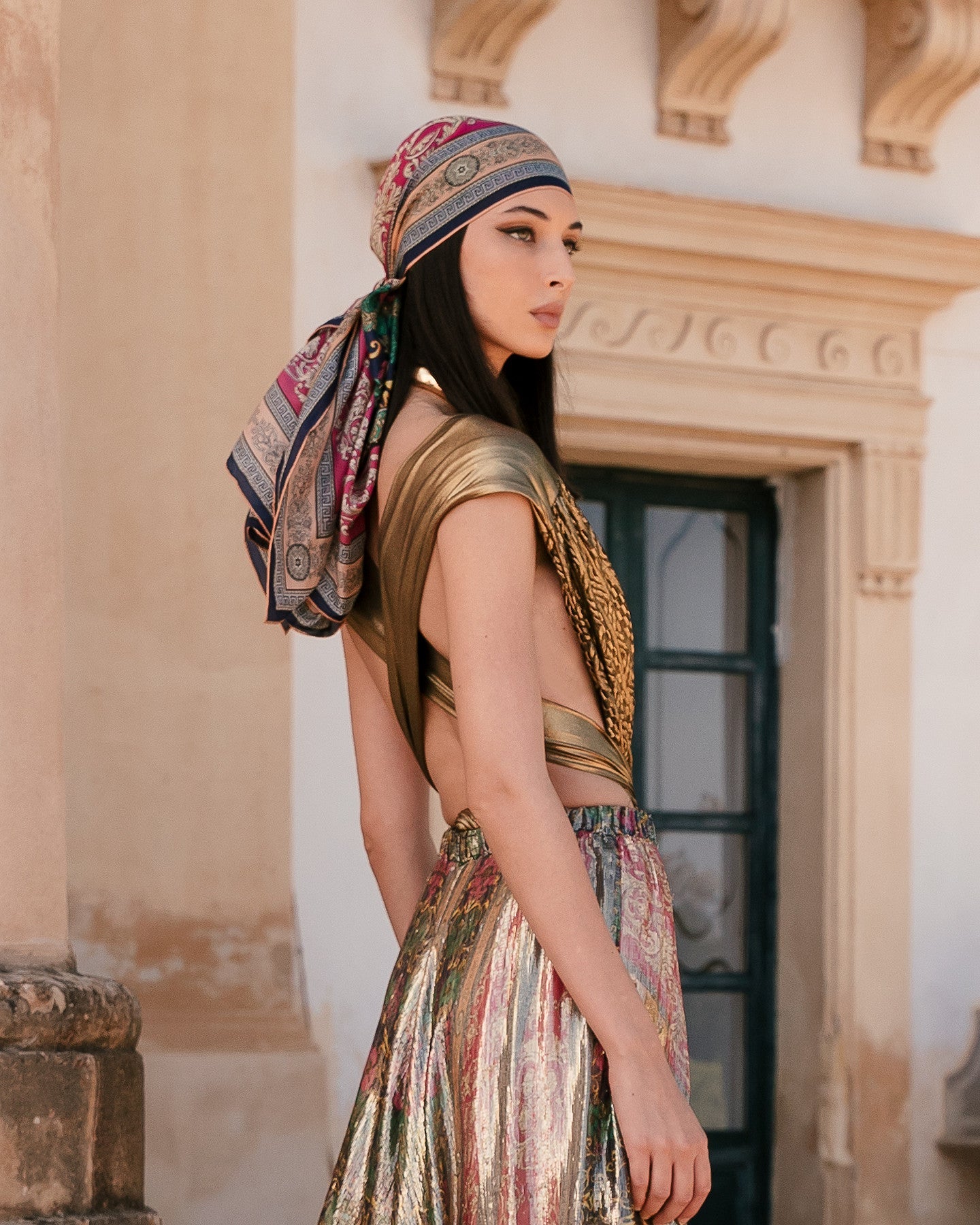 Splendide foulard en soie lurex imprimé - Accessoires Mes Demoiselles