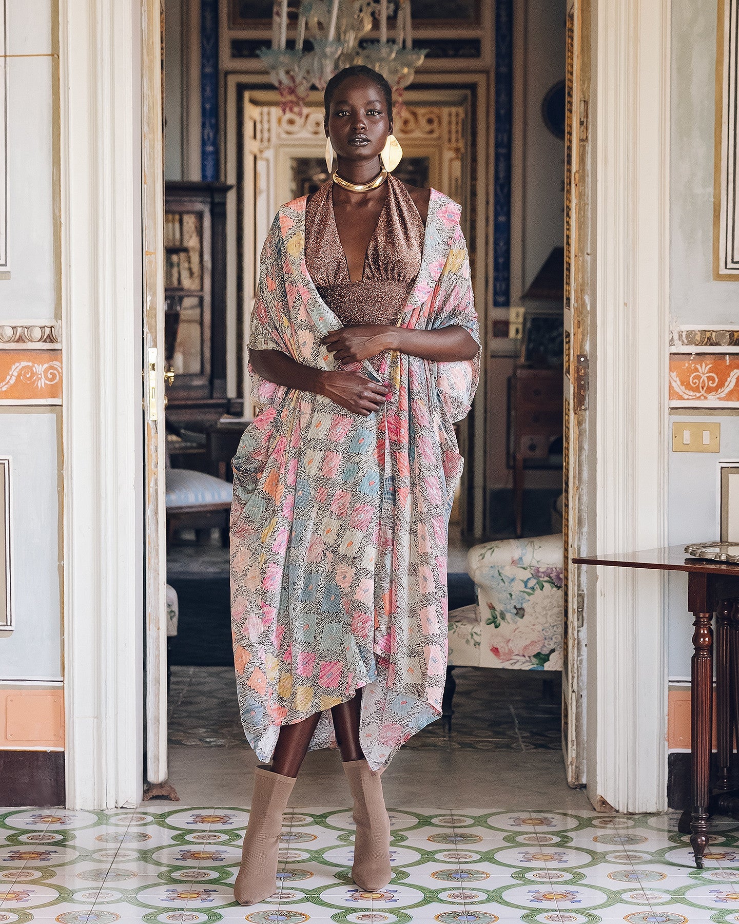Long kimono imprimé géométrique - Kimonos & ponchos Mes Demoiselles